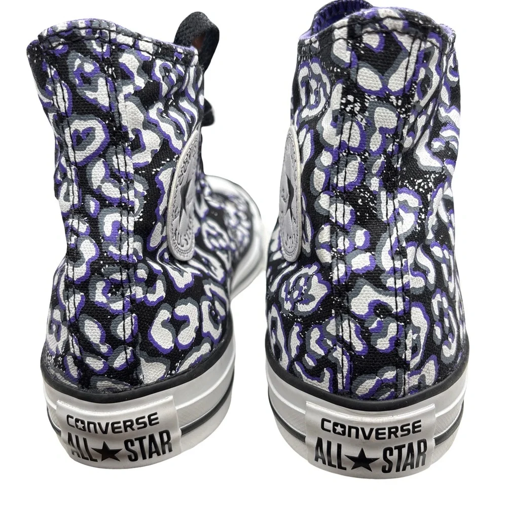 Converse Black, Purple and White Sneakers animal print Vibrant Purple Lining 6.5 - Picture 4 of 9